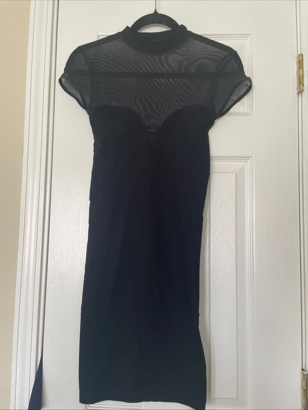 Bebe Y2K Black‎ Mesh Yoke Bodycon Dress P/S